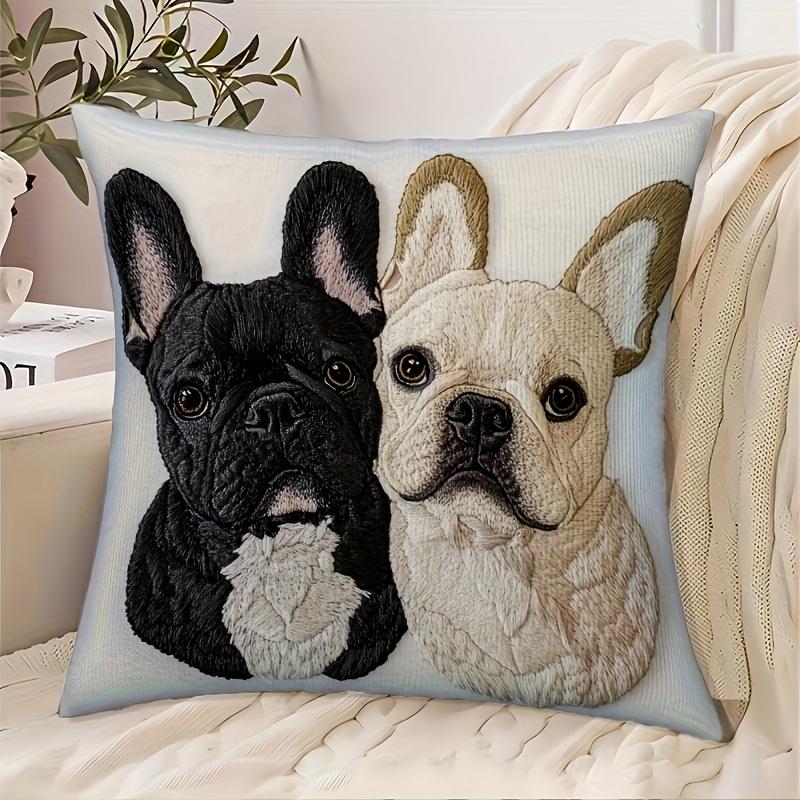 Short Plush Material Pillowcaseadorable 2D Flat-Printed Animal-Patterned Cushion Covers For Cozy Decor! Sofa Seat Mattress Cover