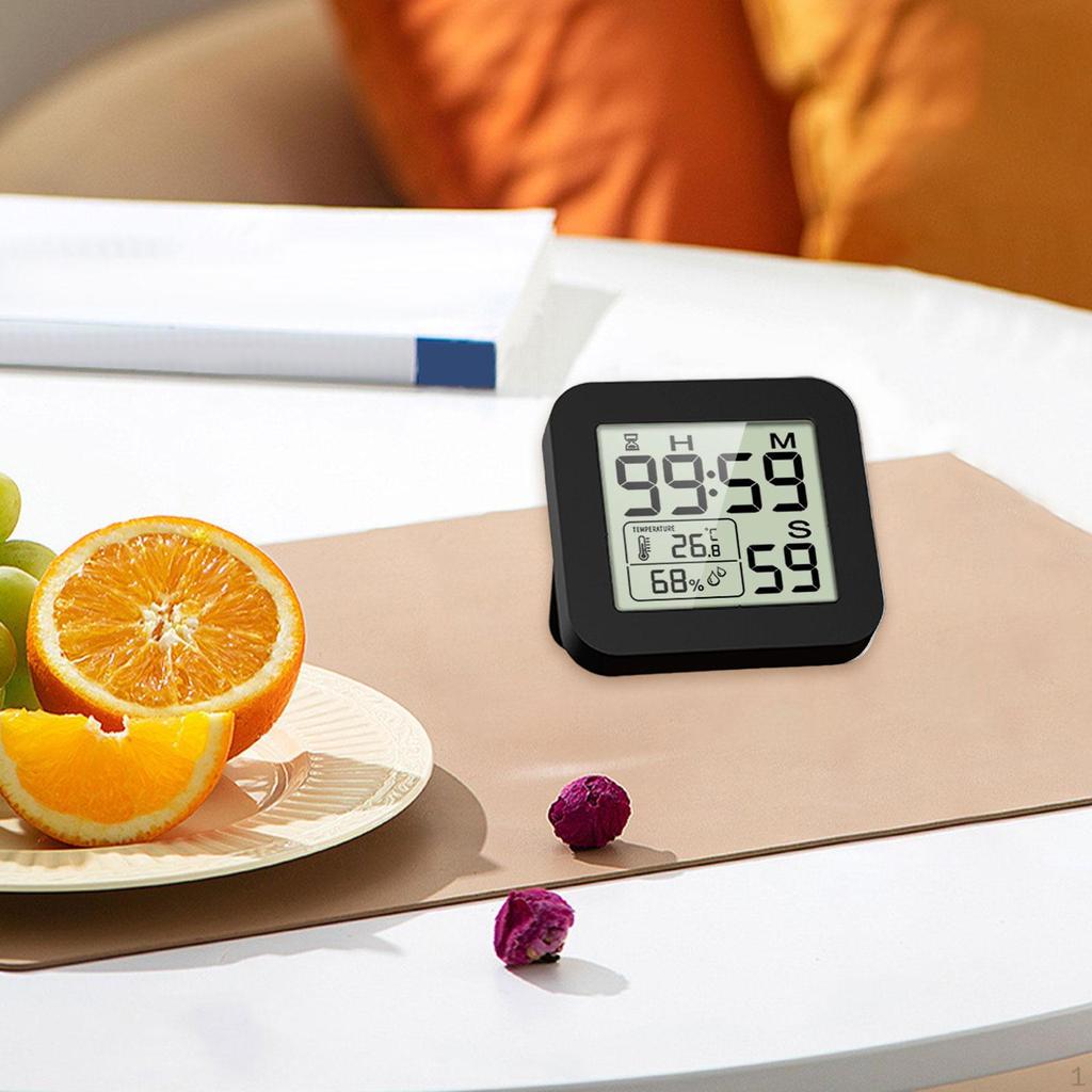 Digital Hygrometer Thermometer Clear Display Easy To Use Humidity Meter Kitchen Timer for Tabletop
