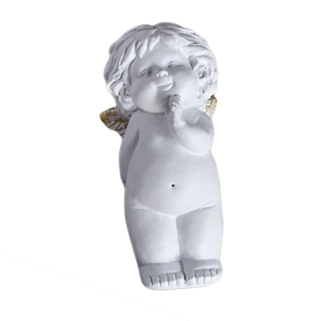 Baby Angelic Holding Heart Statue Love Expression Resins Cherub Sculpture Figurine for Home and Office Tabletop Decors