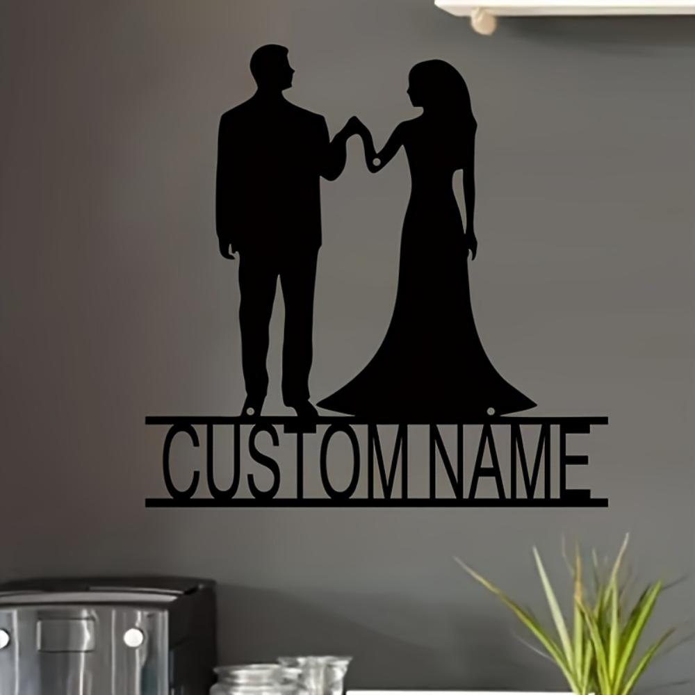 Custom Last Name Sign Metal Wall Art for Wedding Couple Romantic Gift Home Decor