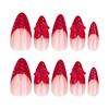 24PCS/SET 3D Red French Nail Stickers Party Wear Nails Removable Nail Art False Nails Bow Nail Art