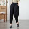 Korean Style Autumn Winter Women Harem Pants High Waist Casual Loose Black White Plus Size Trousers Diamonds Elegant Basic Ladies' Pants