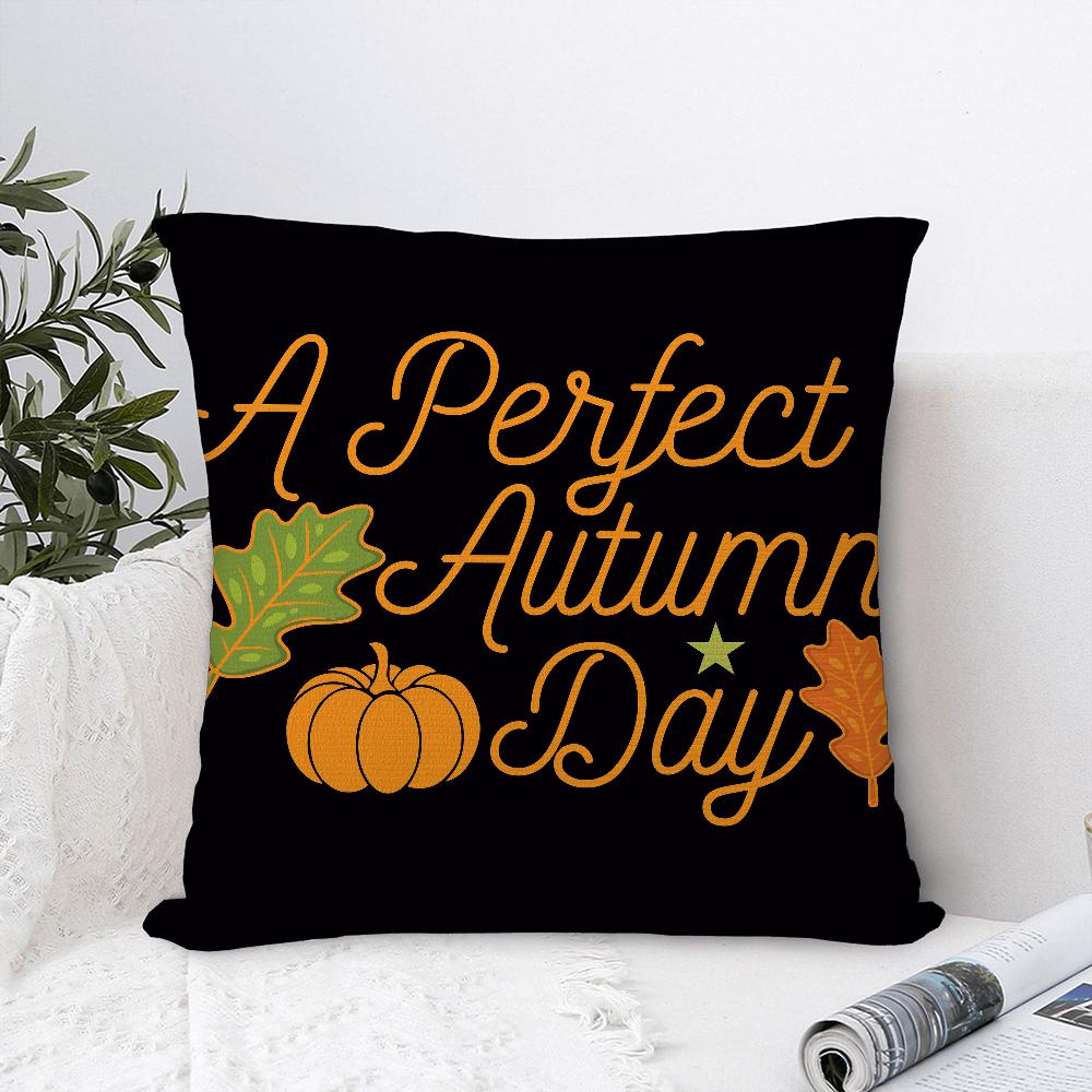 Autumn Maple Leaf Pumpkin Pillow Case Plush Fabric Soft  Pillowcase Double Sided Print Cushion Cover Household Gifts