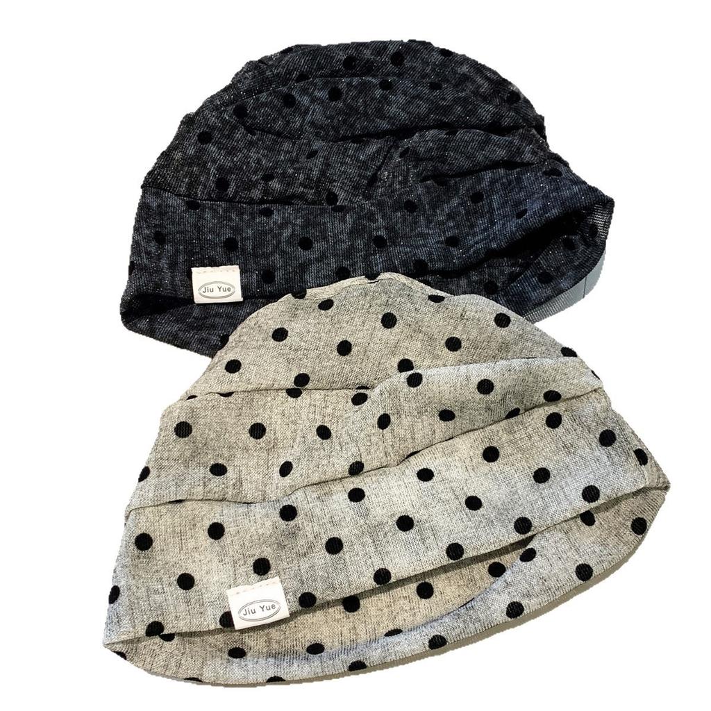 Retro polka dot stack hat children spring and summer thin breathable pullover hat temperament versatile bag head hat fashion cold hat