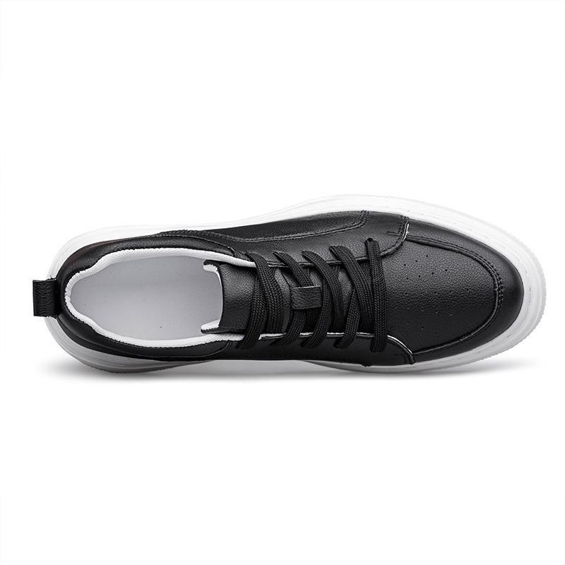 Men's 6CM Height-Boost White Low-Top Sports Casual Shoes