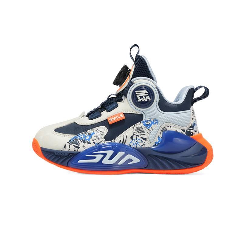 2025 spot leather button basketball shoes children's outdoor versatile dad shoes non-slip thick-soled breathable running shoes