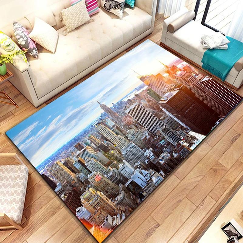 New York City Bereichsteppich, Straßenansicht Teppich Weiche Heim Eingangsfußmatte Rutschfeste Bodenmatte Für Schlafzimmer Wohnzimmer Balkon Dekor