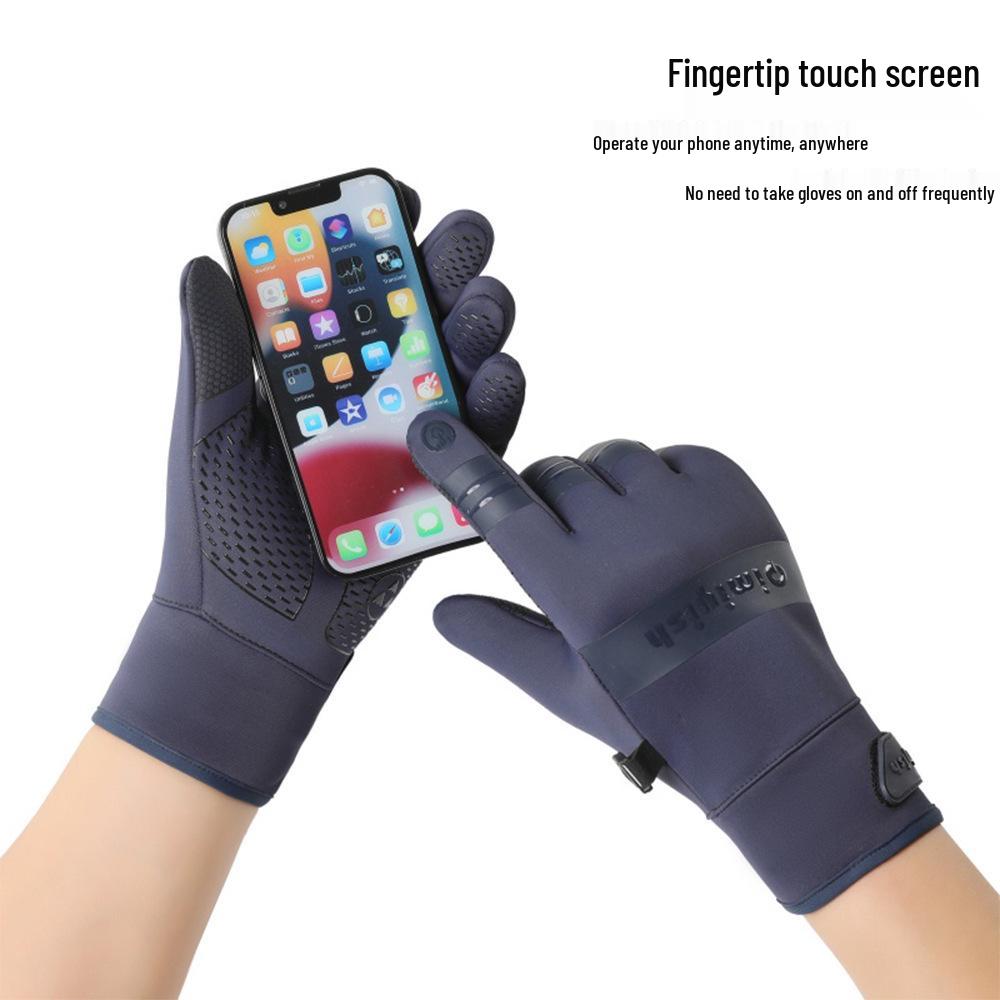 Men's and Women's Windproof Cycling Gloves: Water-Repellent, Non-Slip, Touchscreen, Fleece-Lined for Winter Warmth.