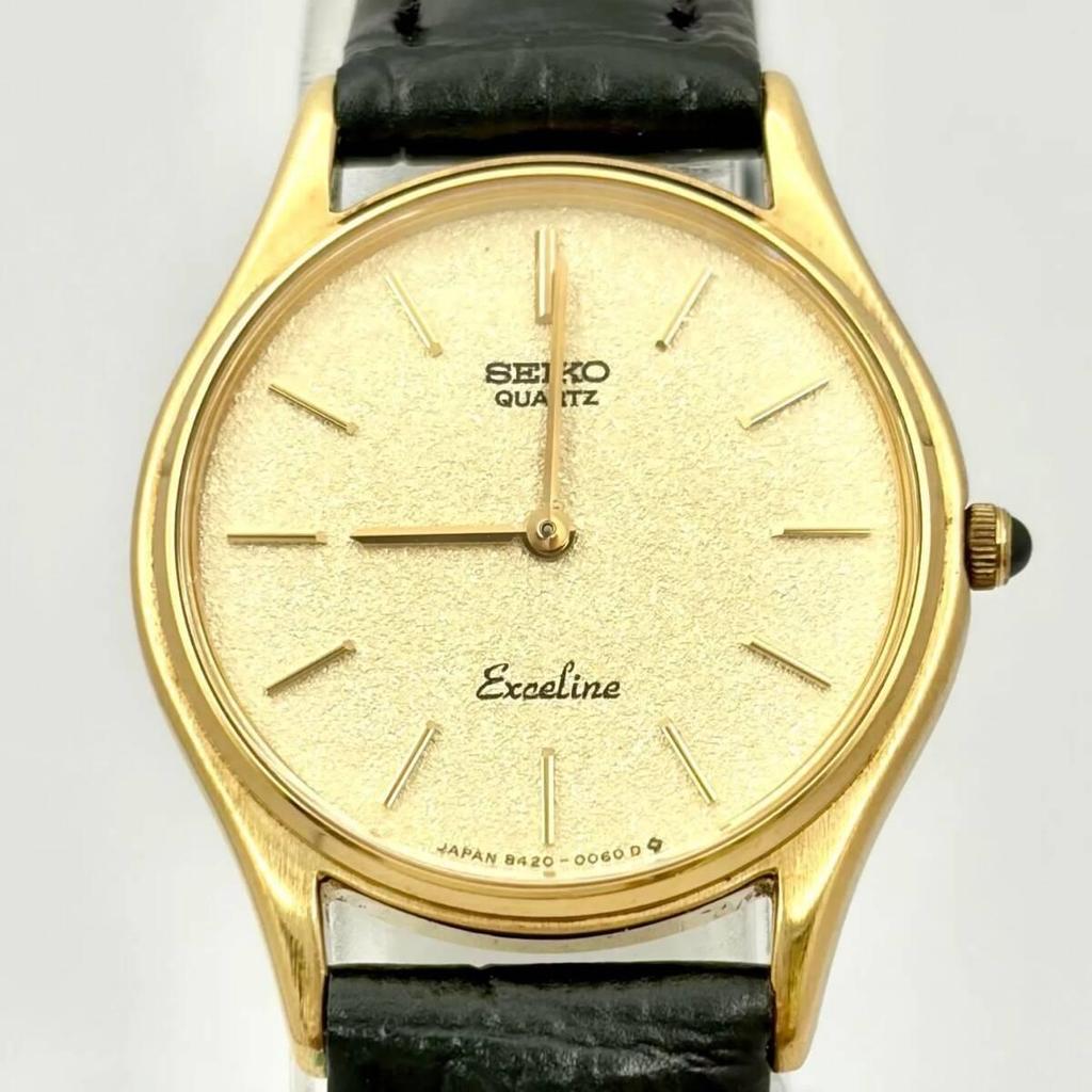 [New Battery] SEIKO Exceline Ladies Watch Gold 8420-0040 183578 New Belt
