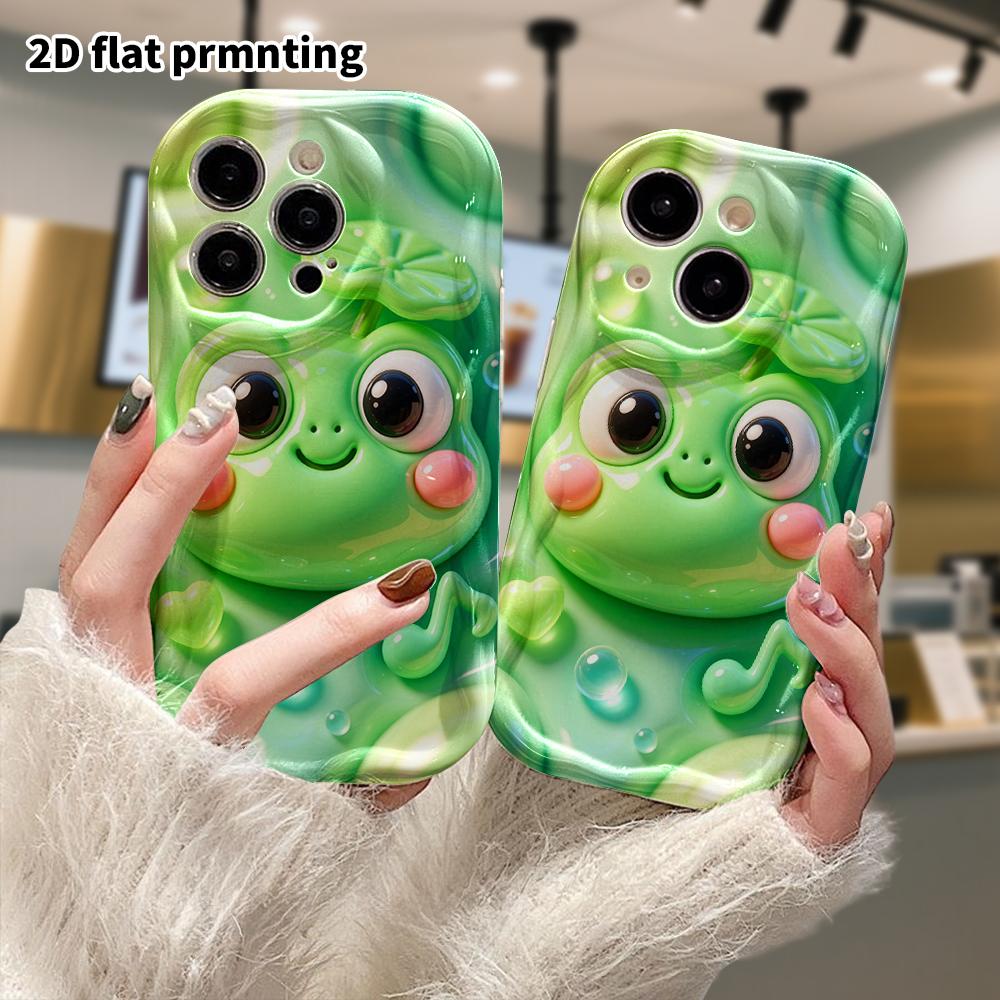 Phone Case: 2D Flat Design Suitable for iPhone 18 17 16 15 14 13 Pro Protective Case, Lotus Leaf Little Frog, Perfect Christmas and Halloween Holiday