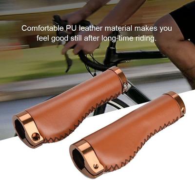 Bike Handlebar Grips Anti-slip PU Leather Retro Bicycle Handle Grips Cycling Parts