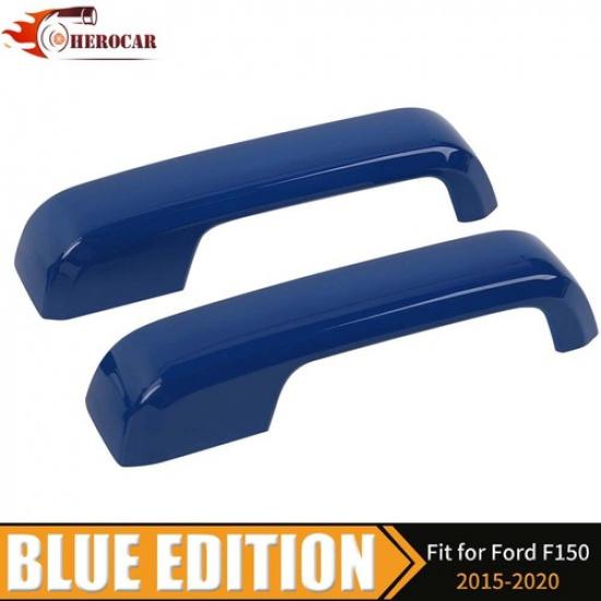For 2015- FORD F150 F-150 4x Door Handle COVERS Bezel Trims No SMKH Blue Set