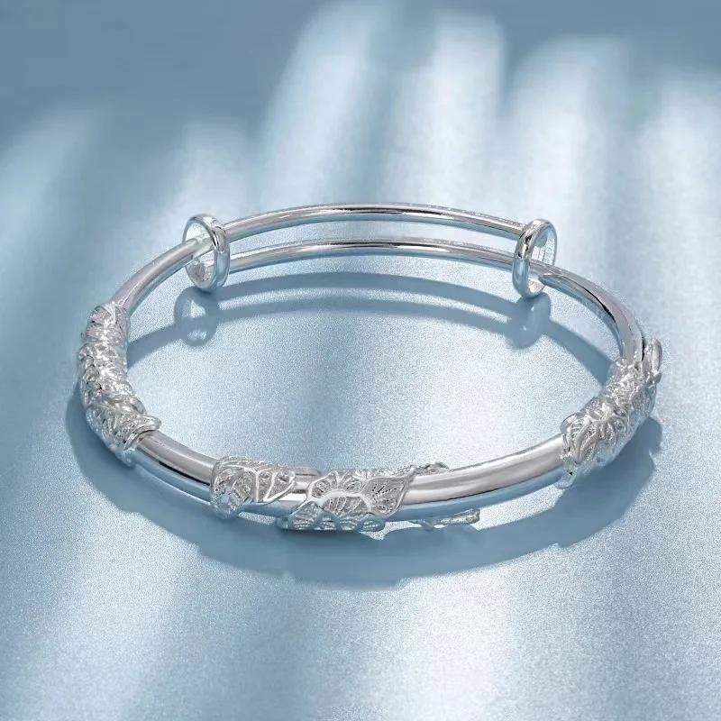 925 Silver Original Bracelets For Women Luxury Designer Peacock Opening Screen Bangle Party Wedding Accessories Jewelry