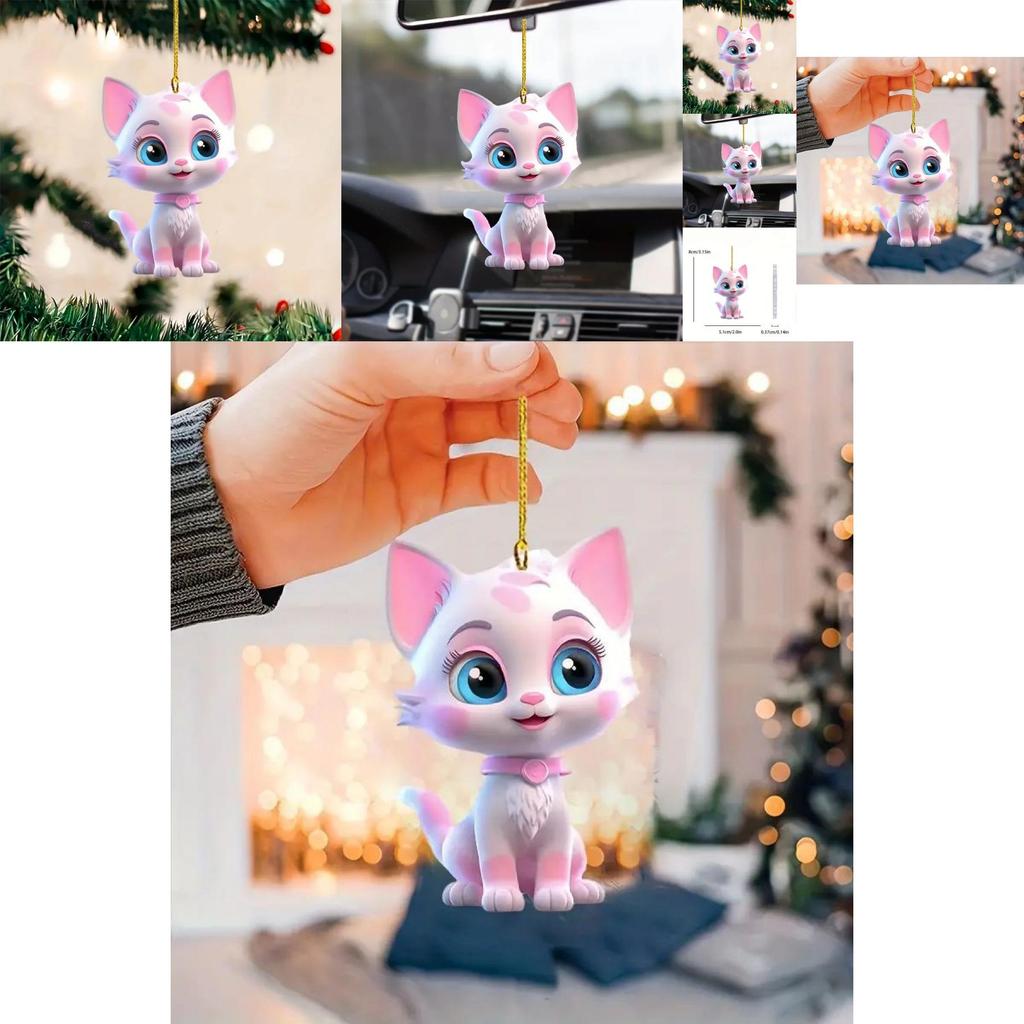 Adorable Pink Acrylic Cartoon Style Car Hanging Decoration For Trendy Vehicle Decor