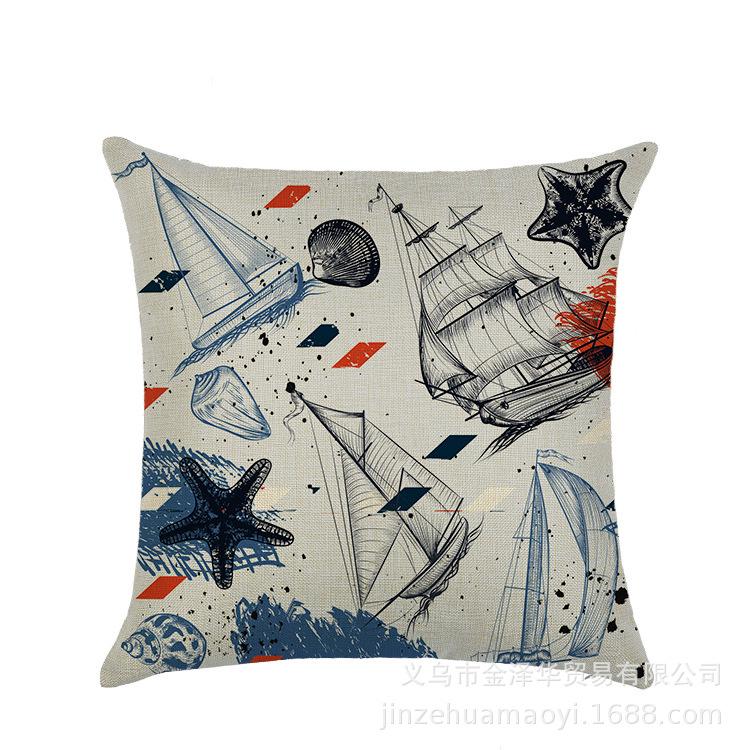 Sailing Marine Element Polyester Pillowcase Sofa Cushion Waist Pillowcase Home