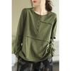 Retro Artistic Long Sleeve T Shirt Women's Casual Slim Fit Button Base Shirt Spring Autumn Arrival