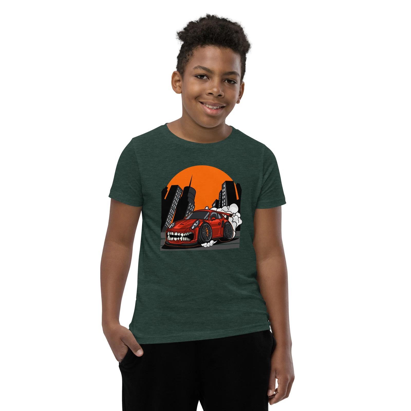 Monster Car Youth T-Shirt, Kids Children`s Racing Comic Cartoon Movie Hot Wheels M