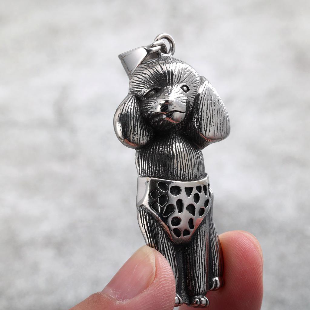 European Retro Stainless Steel Unisex Dog Charm Necklace