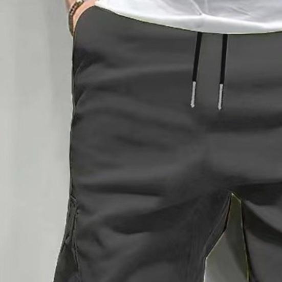 Calções Cargo Masculinos Cintura com Cordão Abaixo do Joelho Multi-Bolsos Calções de Verão para Rua Praia Férias Treino