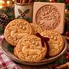 Christmas Baking Supplies Woodland Animal Cookie Mold, Wooden Biscuit Stamps, Scene 3D Red Party Snack Decoration Bird Elk Dachshund Cutter Embossing