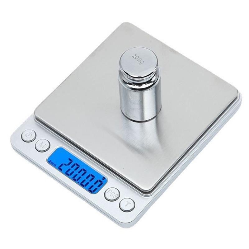 Balance Numérique Balances Électroniques 3kg 0.1g Étui de Poche Balance à Bijoux Balance Alimentaire de Cuisine Argenté Avec 2 Plateaux