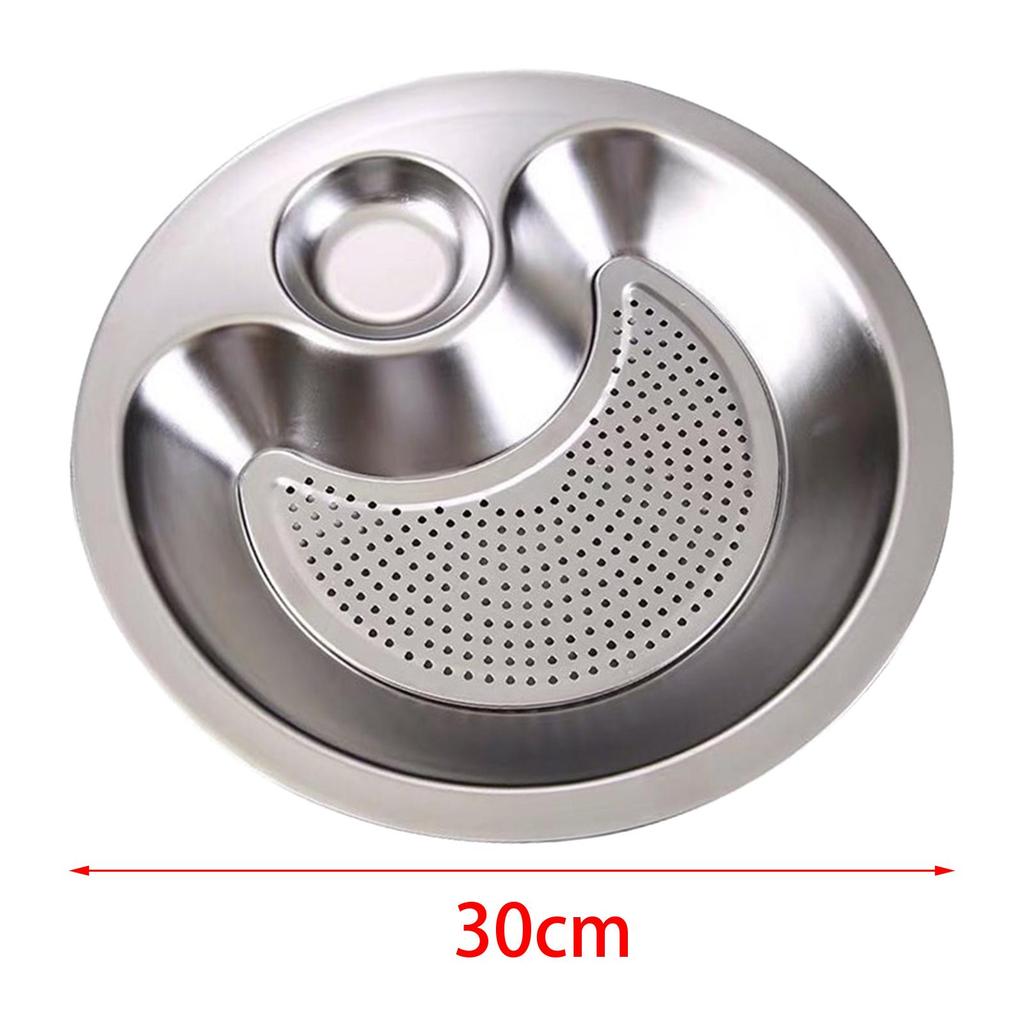 Dumpling Plate Stainless Steel Divided Platter Dinner Tray Sushi with Built in