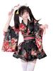 Ni Japanischer Oiran-Druck Yukata mit Obi-Set Einheitsgröße [Kaze Shion] Damen (Oiran) (Yukata) (Schärpe) - 2 Stück (Schwarz, Alle)