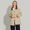 TaTu Women's Autumn/Winter Color-Block Loose Lapel Mid-Length Trench Coat