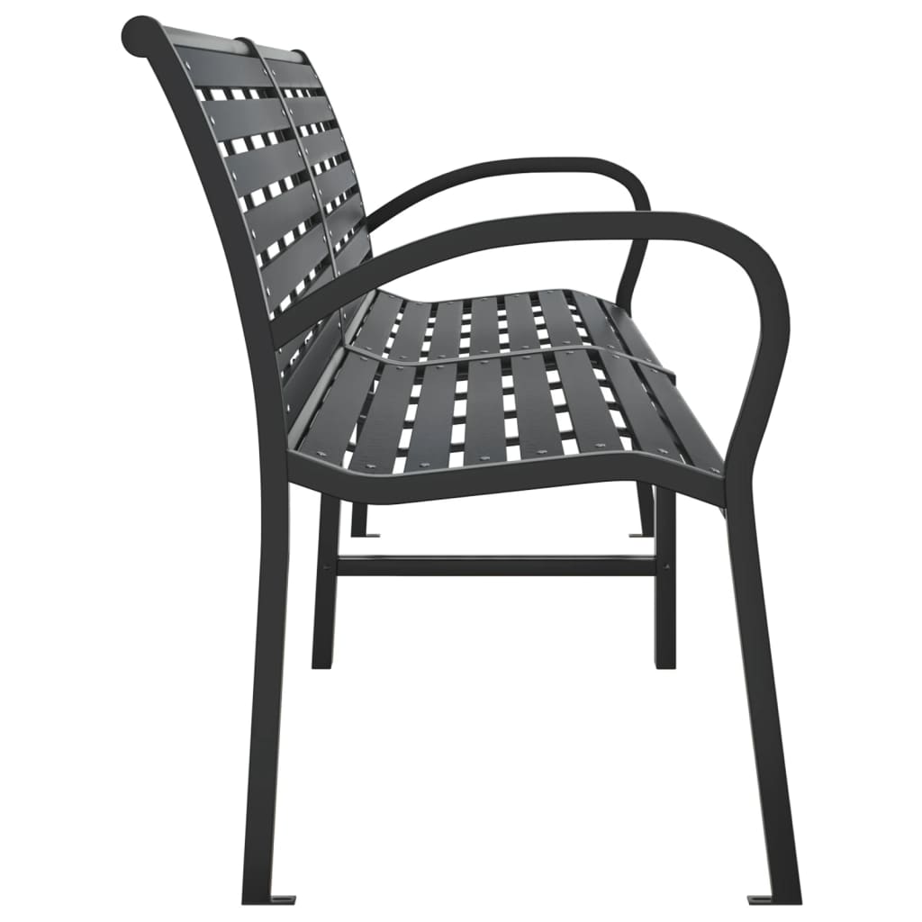 Double Garden Bench Black 231 cm Steel and WPC