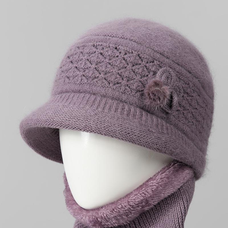 

Hat female winter thermal hat piled thick knitted wool hat mother-in-law cotton hat one size elastic
