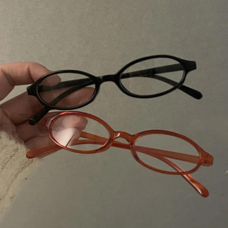 Women Oval Red Frame Glasses Gradient Green Frame Narrow Small Eyeglass Girls Outdoor Fashion Wear with Seaside Driving Glasses