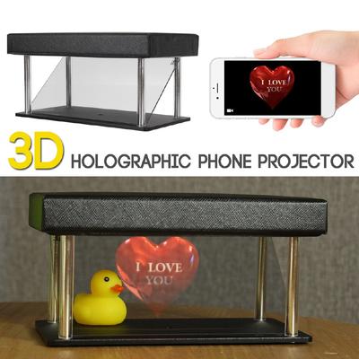 Siyah Stand Projektör Piramit Hologram Ekran 3D Cep Telefonu Hologram Kutusu Ekran Lüks Vitrin 3.5-6" Kullanım İçin Yeni