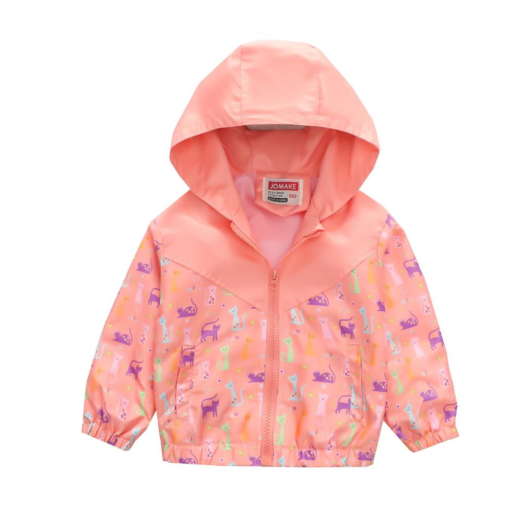 Boys and Girls Children's Clothing In Small Children Printed Fashion Splicing Casual Hooded Zipper Jacket Jacket
