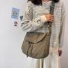 Japanese Mailman Bag Female Student Class Messenger Bag Large Capacity Cloth Bag Ins Literary Canvas Bag Solid Color Shoulder Bag