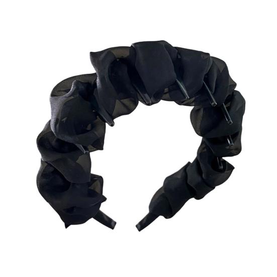 Retro High Skull Imitation Pearl Headband Anti-Slip Design Ribbon Decor Hair Hoop Retro Charm Hair Accessory
