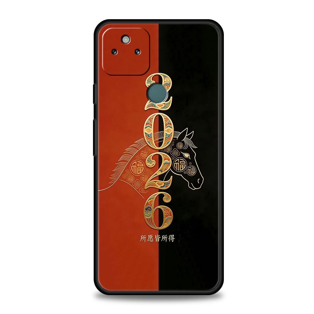 

Phone Case Cover for Google Pixel 10 9 8 7 6 7A 6A Pro Shockproof Soft TPU 10 9 Pro XL Shell Capas Fundas Cartoon New Year Horse Pixel 8 A