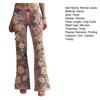 Bell Bottom Jeans for Women 3D Digital Floral Print Stretch Flared Jeans Mid Rise Retro Denim Pants with Pockets