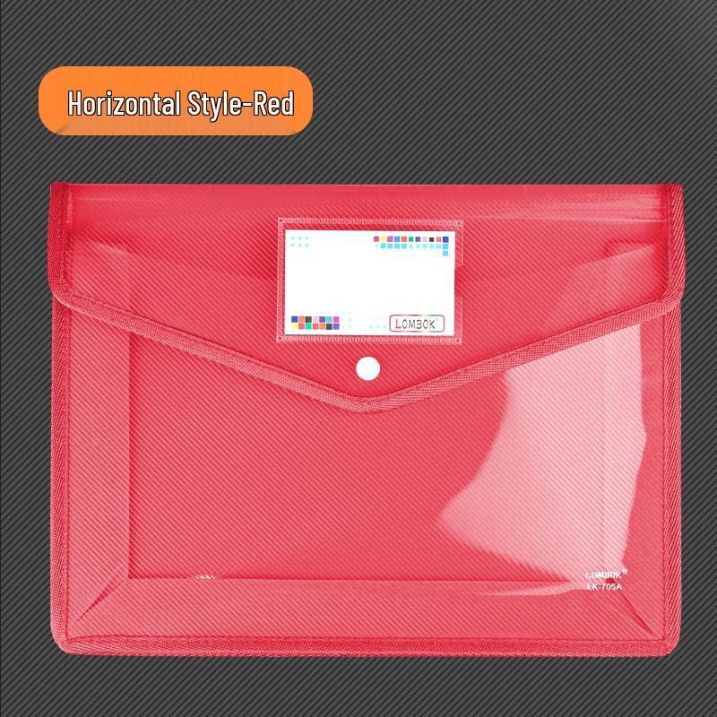 Transparent A4 Thickened Snap Button File Bag - Large Capacity Student Storage and Document Organizer