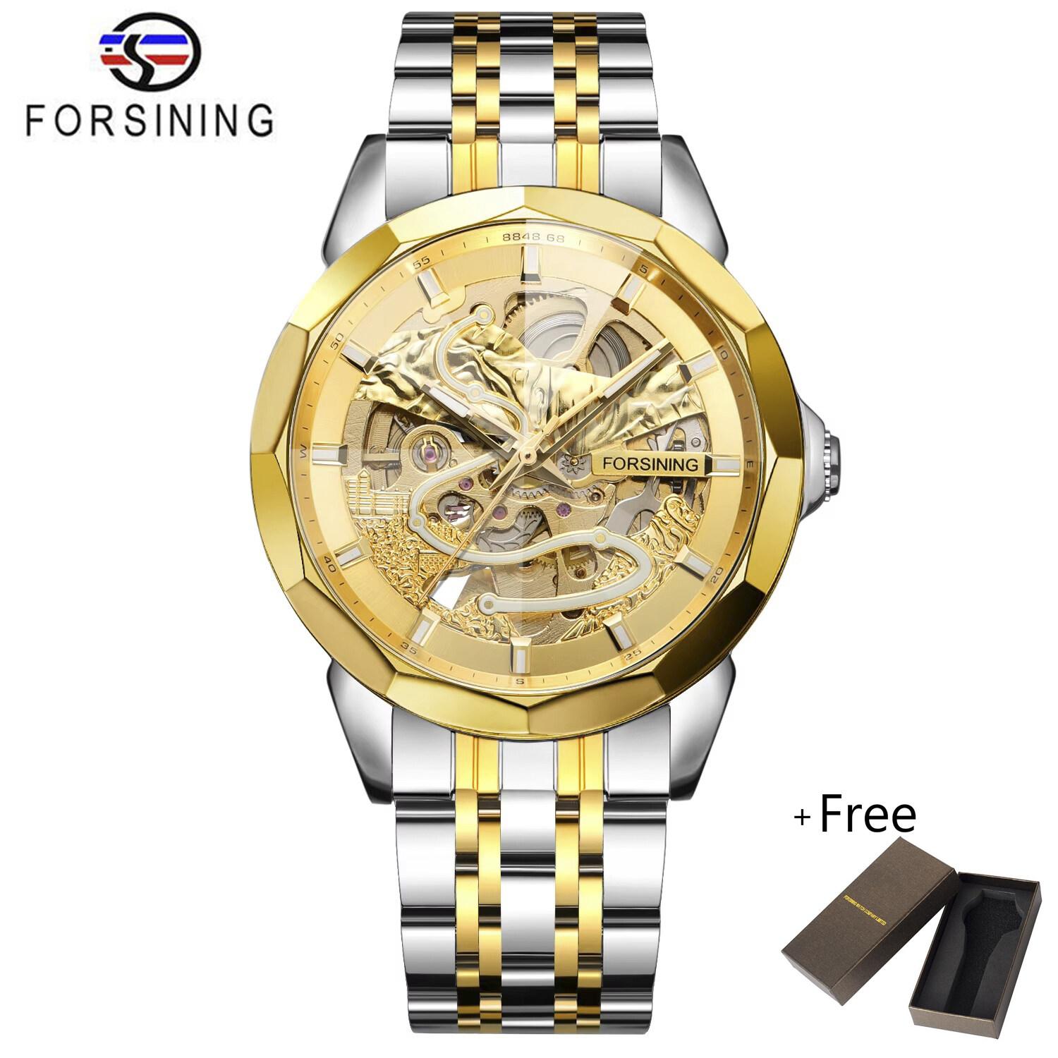 

Модные продвинутые мужские автоматические механические часы с ночной подсветкой, стальной ремешок, высокое качество, мужские бизнес-часы, подарки золотой/серебряный