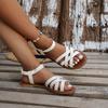 Large Size Summer New Cross-strap Fashionable Flat-bottomed Beach Sandals European and American Women's Shoes