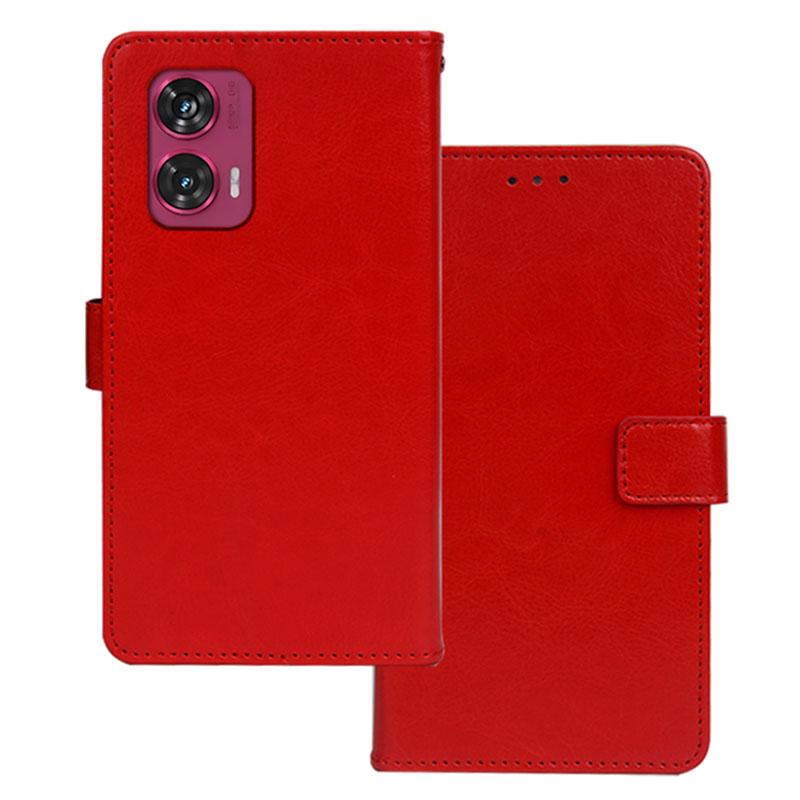 

For Motorola Edge 50 Fusion 5G Case Crazy Horse Texture Flip Leather Phone Cover Red