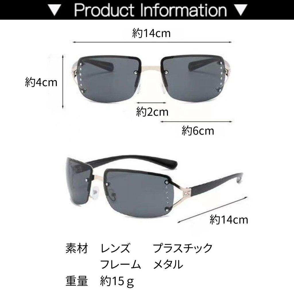 [Dea Bona] Square Frameless Sunglasses, Oversized, Gradient Lens, Punk, Y2K, Tough Guy Style, Travel, Sports, Driving, Fishing, Hiking, Men's &
