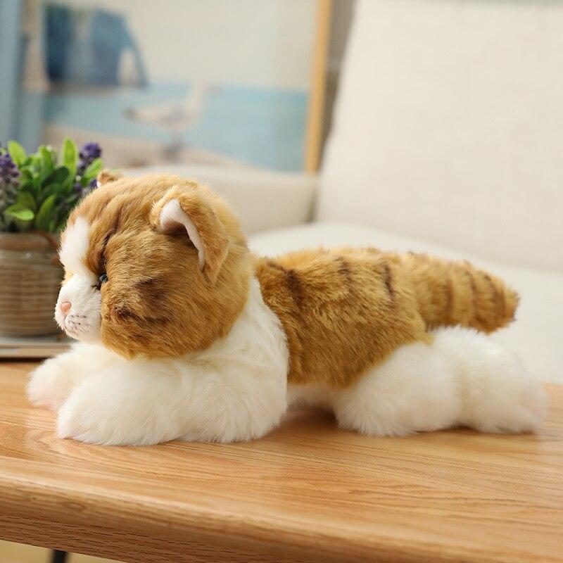 30cm High Quality Simulation Lying Cat Plush Toy Stuffed Animal Realistic Kitten Toy for Luxury Home Decoration Pet Gift