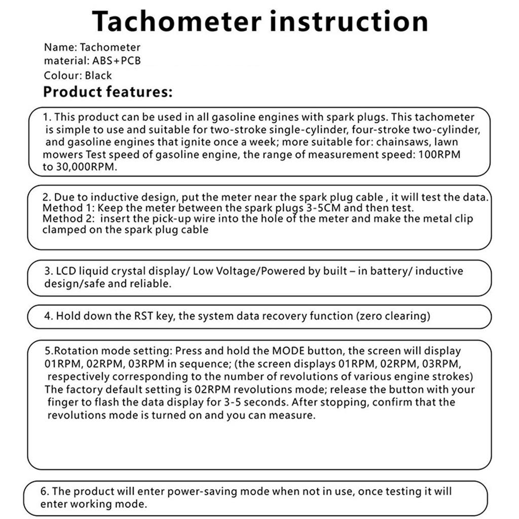 Inductive Hour Meter Waterproof Tachometer Digital Speedometer Replaceable Battery Tachometer for Mower Tractor Chainsaw
