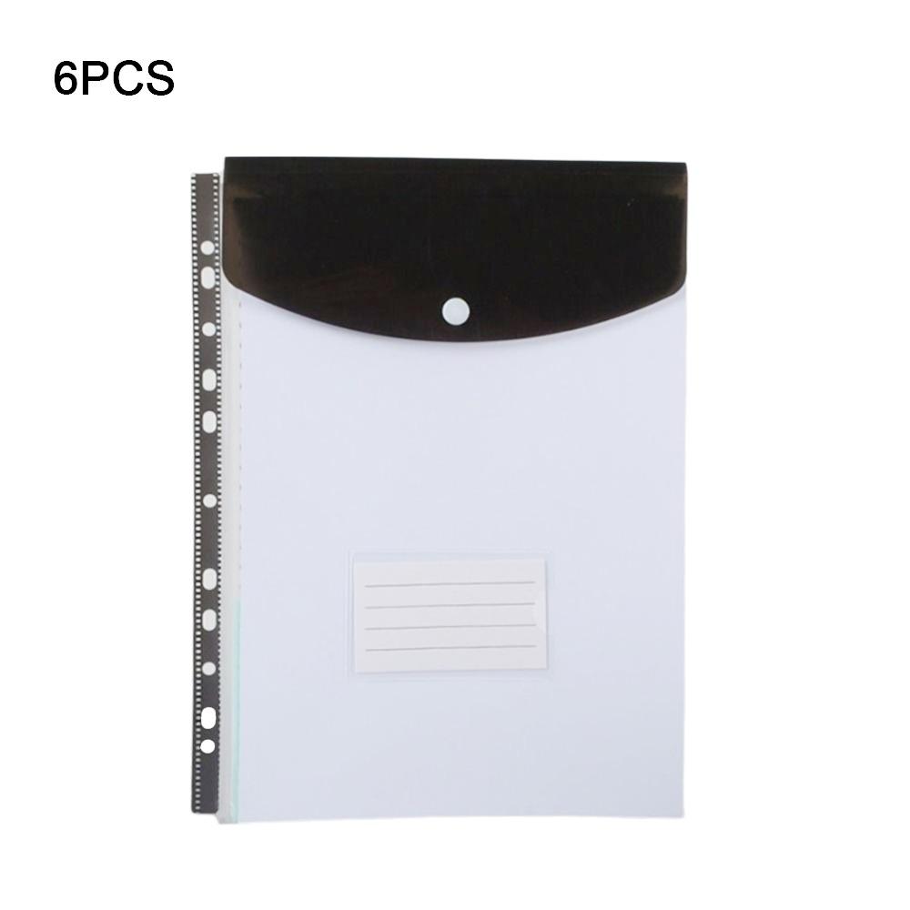 6 Pcs New PP Binder Folders Clear Envelopes Punched Pockets 11 Holes A4 Label Loose-Leaf File Management