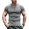 Summer Sports Fitness Slim Fit Breathable Men's Short Sleeve T-Shirt European and American Men's Muscle Henry Shirt Men's T-Shirt