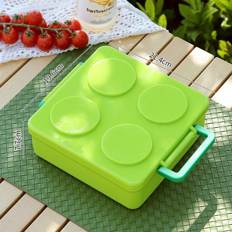 

Building Blocks Lunch Box Creative Picnic Salad Bento Box Microwave Available Heating Student School Office Fruit Food Container 4&1 неоновый зеленый
