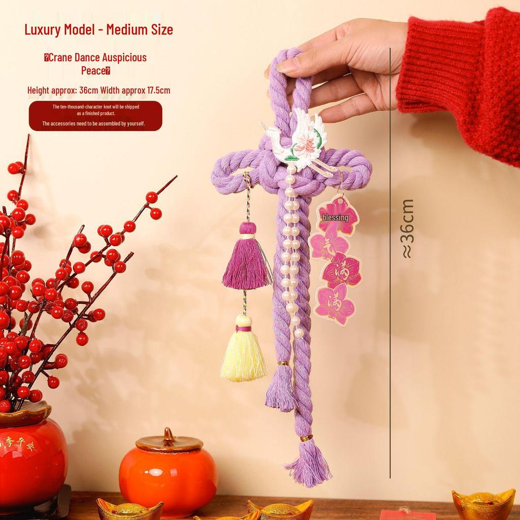 2026 Year of the Horse Spring Festival Chinese Knot Door Hanger - Wanzi Knot Ornament for Festive Atmosphere