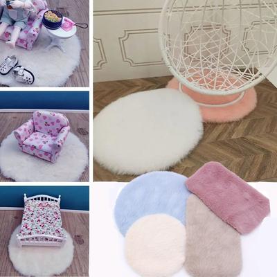 2PCS Dollhouse 1:6 Plush Carpet Mini Floor Mat House Fur Carpet Miniature Simulation Home Decor Doll Accessories Decoration Crafts