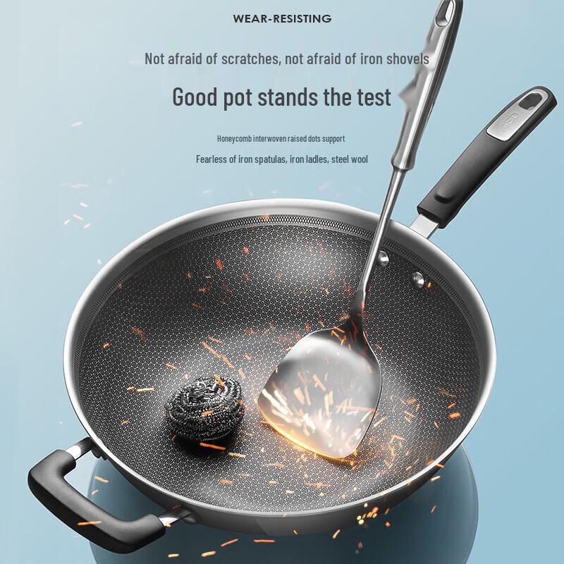 ASD 304 Stainless Steel Honeycomb Non-stick Wok
